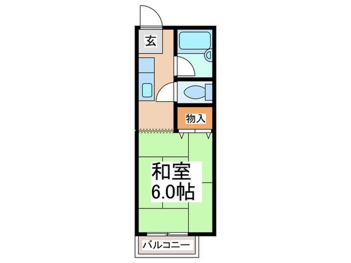高塚グリーンハイツ(ワンルーム/2階)の間取り写真