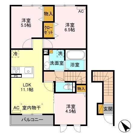 リッチ フェルト B202(3LDK/2階)の間取り写真