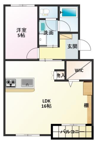 ノンパレイユ笠井(1LDK/2階)の間取り写真