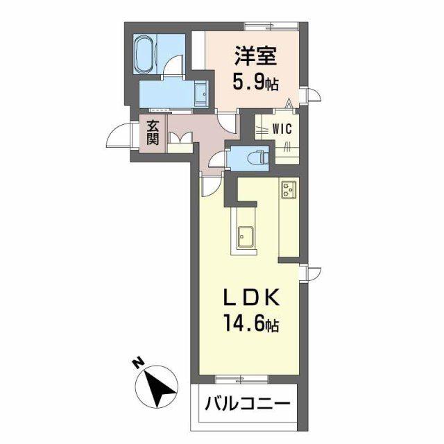 トラピッチェエメラルド(1LDK/2階)の間取り写真