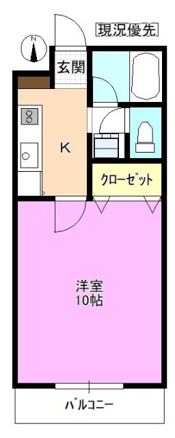 サンピュア(1K/1階)の間取り写真