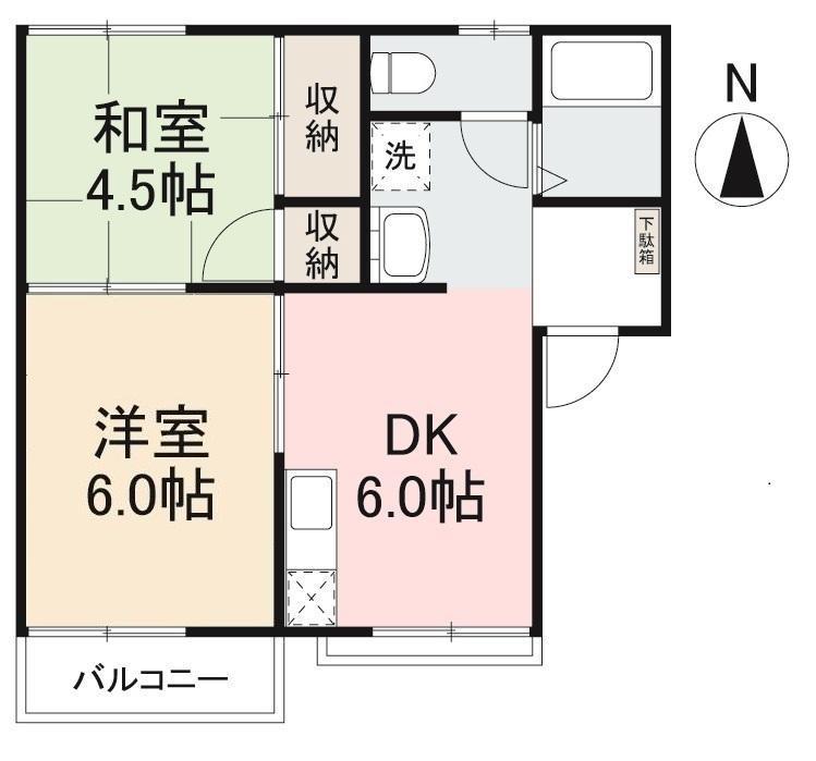 タウニィ屋島(2DK/2階)の間取り写真