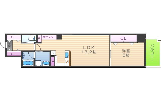 ジューム南森(1LDK/4階)の間取り写真