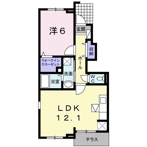 ブリーゼII(1LDK/1階)の間取り写真