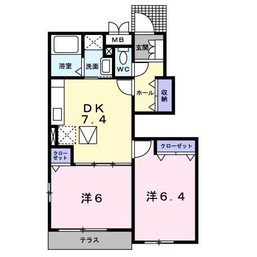 フォレストパークⅡ(2DK/1階)の間取り写真