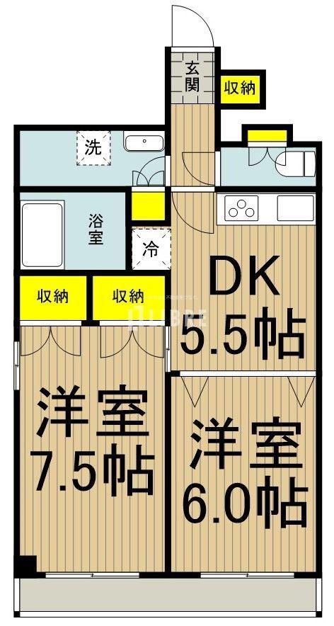 ABドゥエル富士見II(2DK/4階)の間取り写真