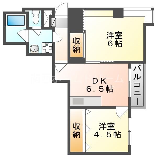 カルチェダムールB棟(2DK/1階)の間取り写真