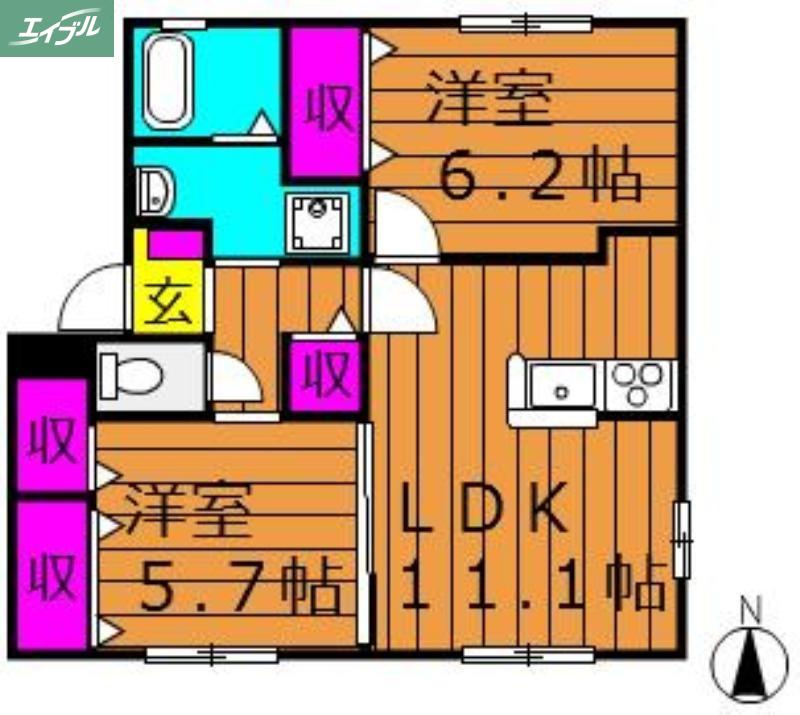 グレイス今(2LDK/1階)の間取り写真