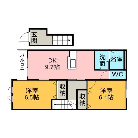 フレシール田戸(2DK/2階)の間取り写真