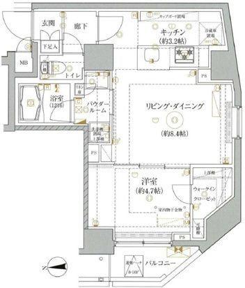 REALIZE浅草IV(1LDK/9階)の間取り写真