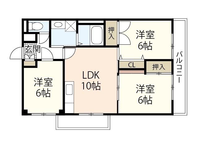 ドミール庚午北(3LDK/5階)の間取り写真