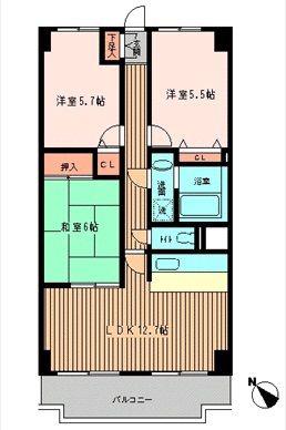 南藤沢AFビル(3LDK/7階)の間取り写真