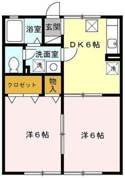 ナチュール清和(2DK/1階)の間取り写真