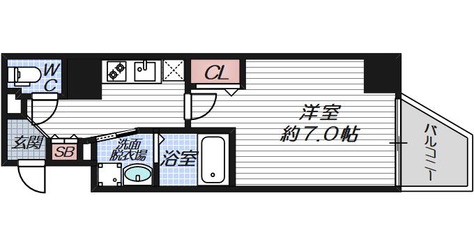 HORIZON UMEDA ノース(1K/2階)の間取り写真