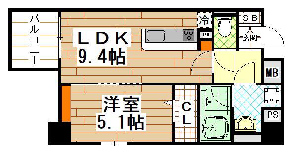 プレミアム菱屋西(1LDK/7階)の間取り写真