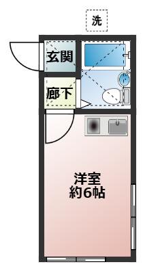 ライフアップ追浜(ワンルーム/1階)の間取り写真