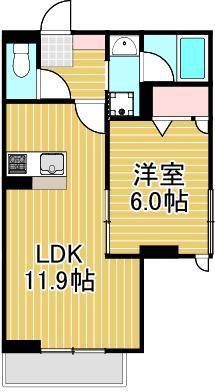 セレスティア東保木間II(1LDK/1階)の間取り写真