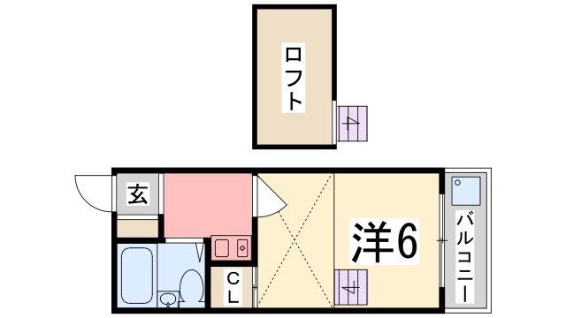 コスモガーデン英賀保(1K/1階)の間取り写真