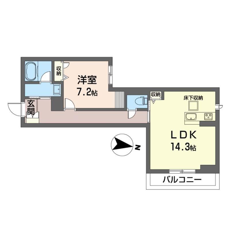 エスパシオ蘇我(1LDK/1階)の間取り写真