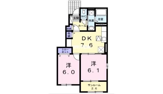 アルバーダ・MIII(2DK/1階)の間取り写真