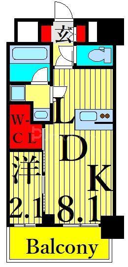 コンフォリア日暮里(1LDK/5階)の間取り写真