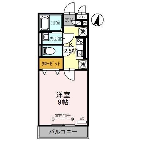 グランドソレーユBABAIII(1K/1階)の間取り写真