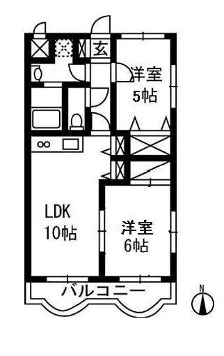 ウェルビーイング(2LDK/2階)の間取り写真