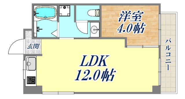 ウィズ富松2番館(1LDK/3階)の間取り写真