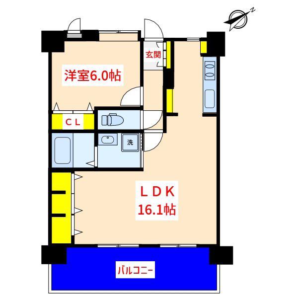 コアマンション国分ネクステージ(1LDK/9階)の間取り写真