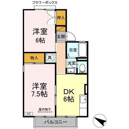 シャトレー庄司(2DK/2階)の間取り写真