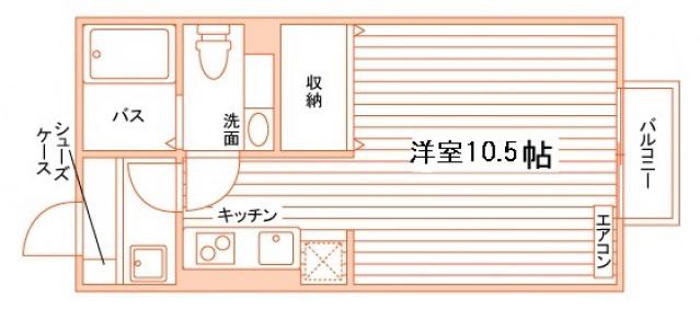 セジュールセードル A(ワンルーム/2階)の間取り写真