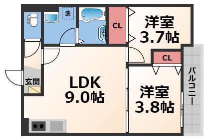 D PORTA GRANZ(2LDK/3階)の間取り写真