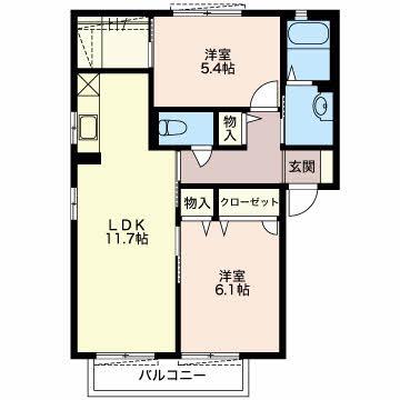 ステラメゾン B棟(2LDK/2階)の間取り写真