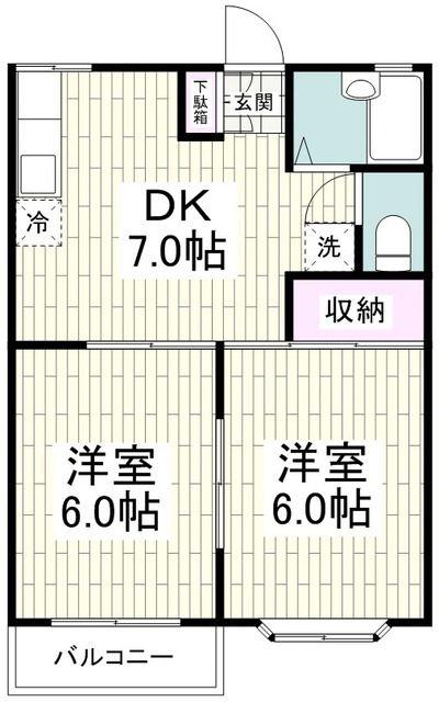 ファミール上瀬谷II(2DK/1階)の間取り写真