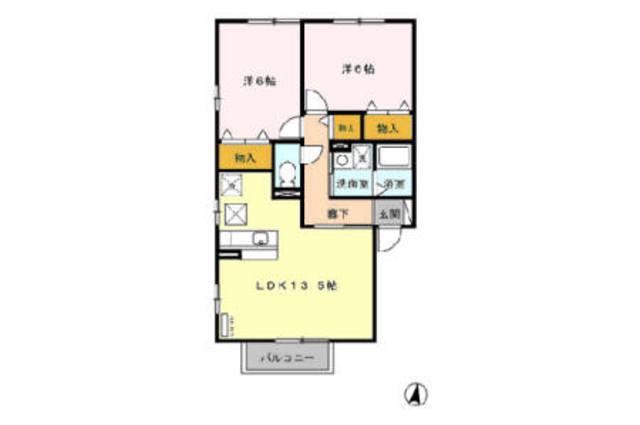 クレールヴィラ三和A(2LDK/1階)の間取り写真