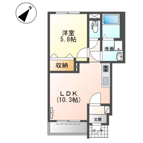 パークサイドII(1LDK/1階)の間取り写真