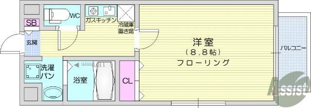 トヮ グリシーヌ(1K/3階)の間取り写真