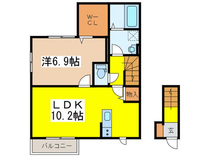 ベルコート(1LDK/2階)の間取り写真