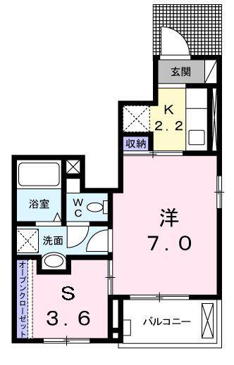 メゾン サンライズ(1SK/1階)の間取り写真