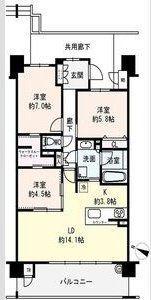 プレミスト北千里クラッシィD棟(3LDK/5階)の間取り写真