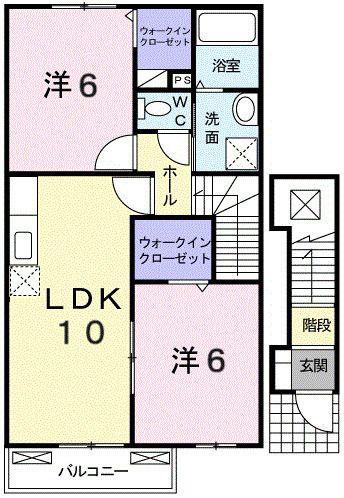 ソレイユ 1(2LDK/2階)の間取り写真