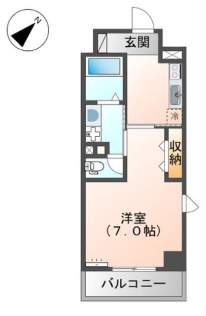 アンゼリカ(1K/6階)の間取り写真