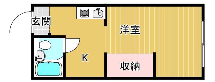 リバティべふ(1K/1階)の間取り写真