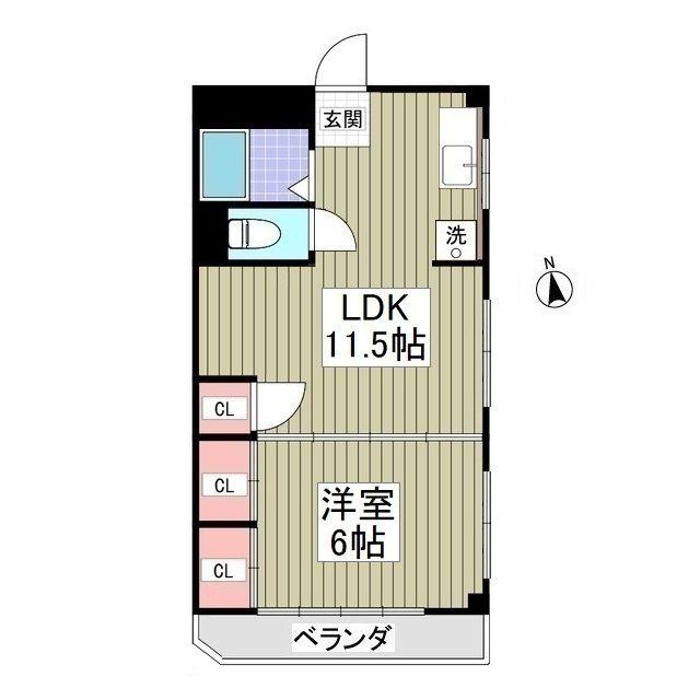 船橋セブンハイツ(1LDK/4階)の間取り写真
