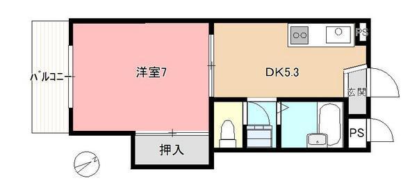 CASA・DE・TOQUI(1K/1階)の間取り写真
