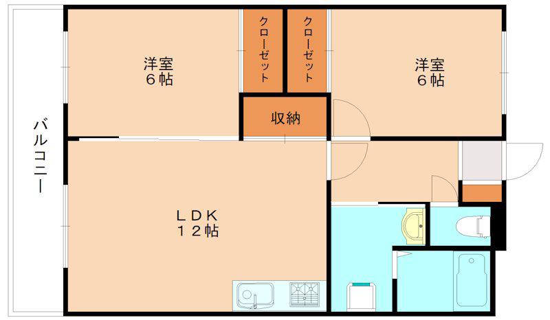 飯田ビル(2LDK/3階)の間取り写真