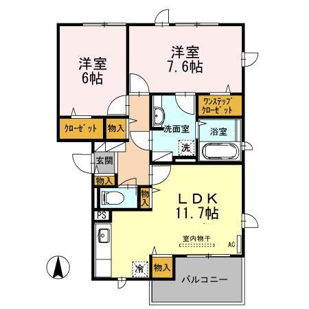 RE・EARTHの杜 やま(2LDK/2階)の間取り写真