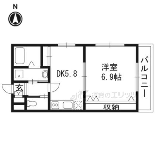 TIAハイム上本町(1DK/2階)の間取り写真