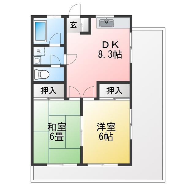 豊泉ビル(2DK/4階)の間取り写真