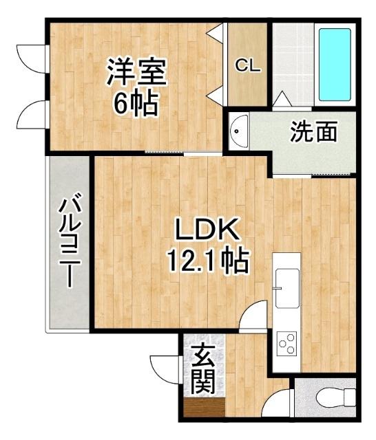 エマーブルIV(1LDK/2階)の間取り写真